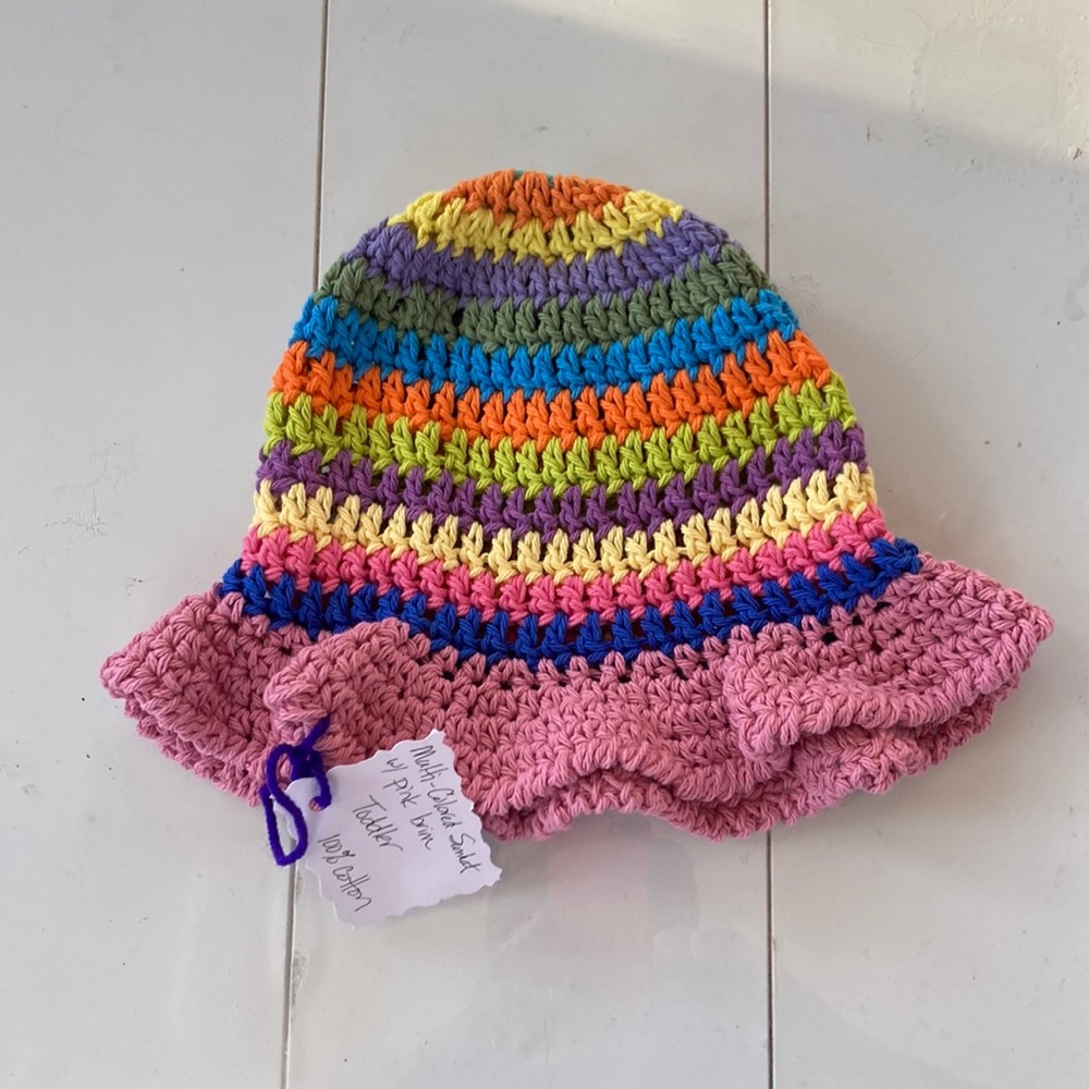 Multi Colored Sunhat with Pink Brim